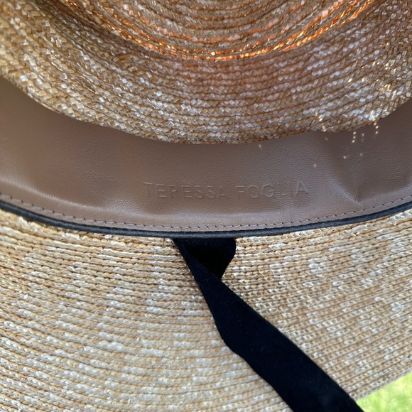 Straw Wide-Brim Sun Hat with Black Ribbon Ties main image 7